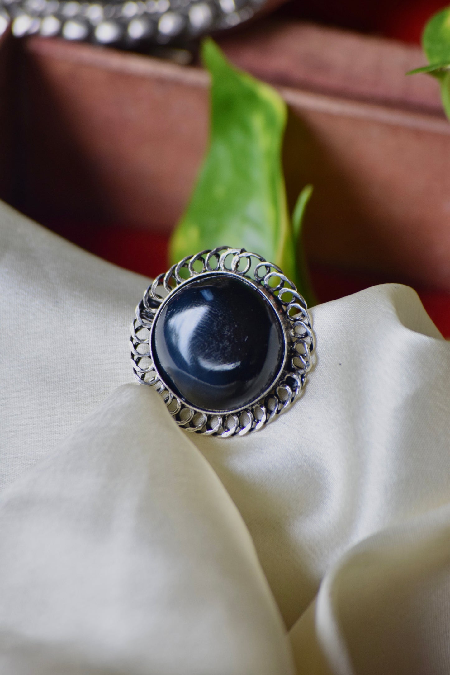 Natural Stone Adjustable Ring - Bloom - By Sushmita