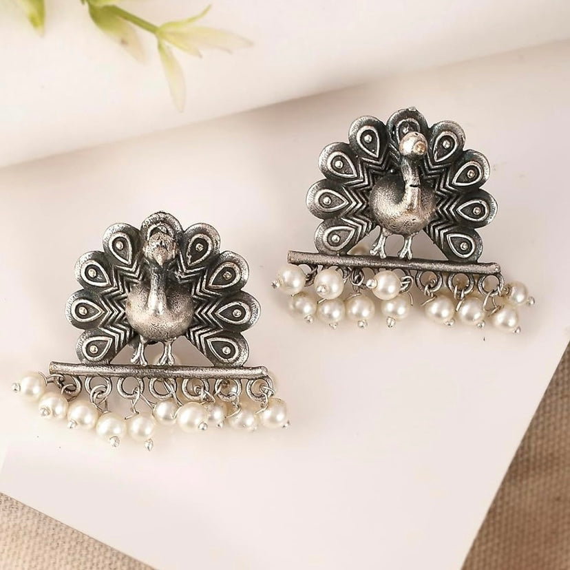 Dancing Peacock Stud Earrings - Bloom - By Sushmita
