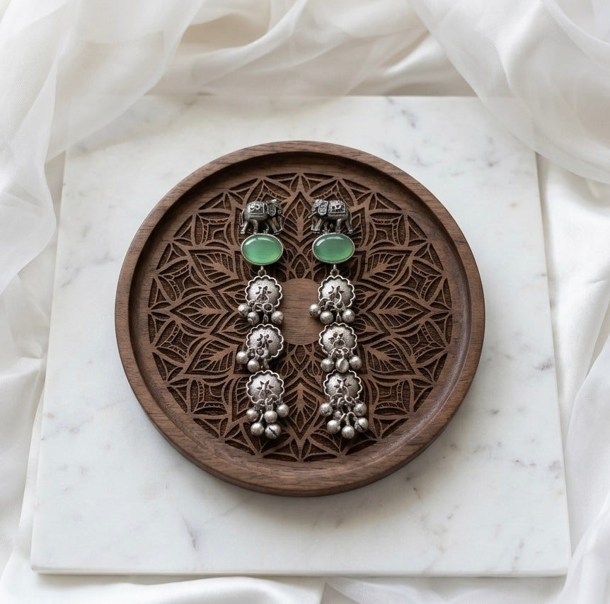 Monalisa stone Statement light-weighted Silver Earrings