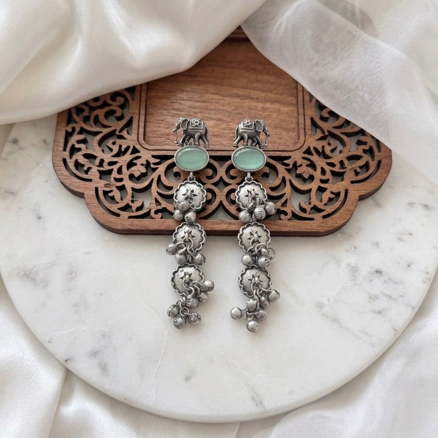 Monalisa stone Statement light-weighted Silver Earrings