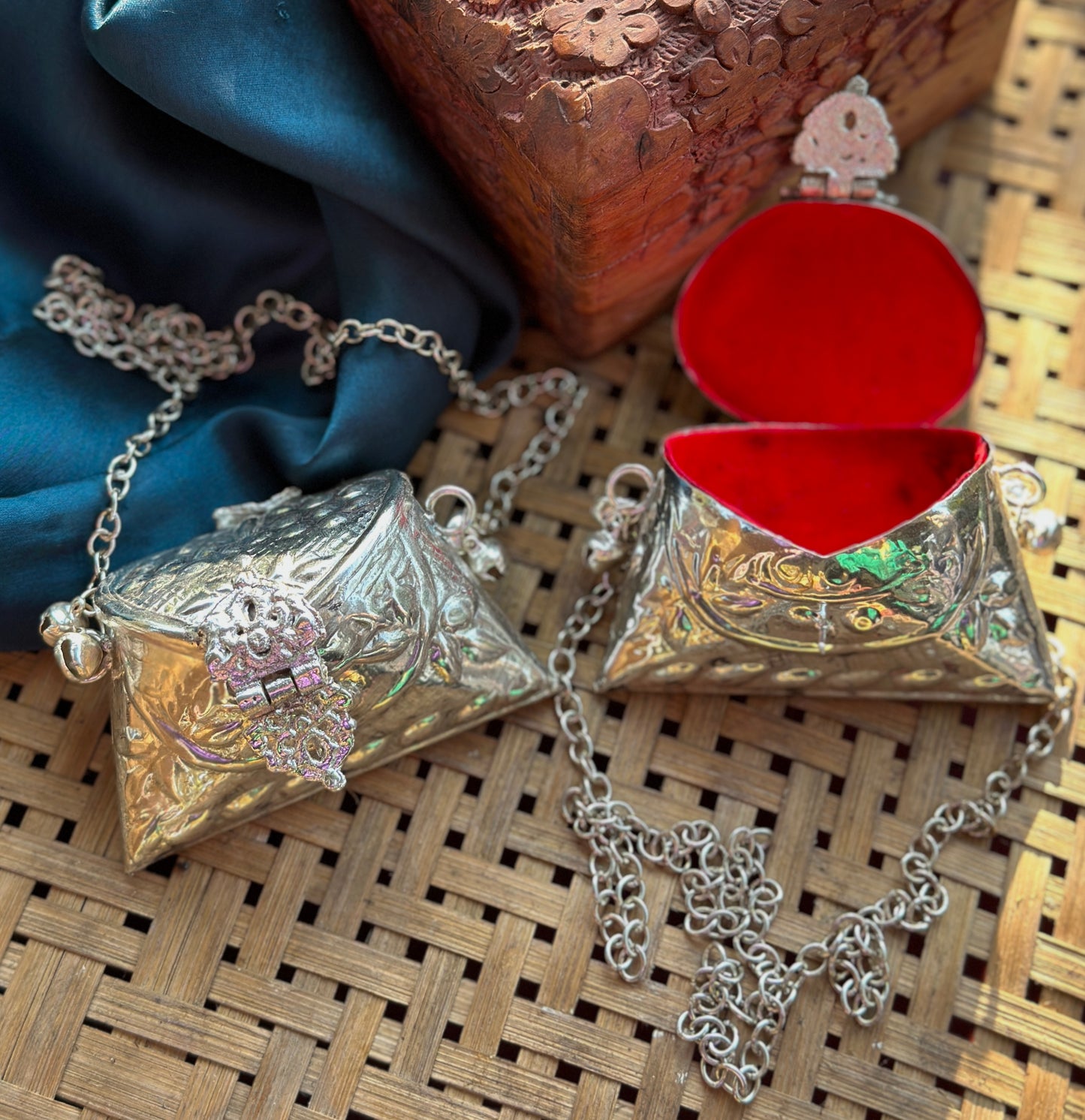 Mini - Chaandi bags | Silver Coin purse | Ginni Batua - Bloom - By Sushmita