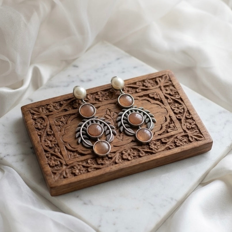 Monalisa stone Statement light-weighted Silver Earrings