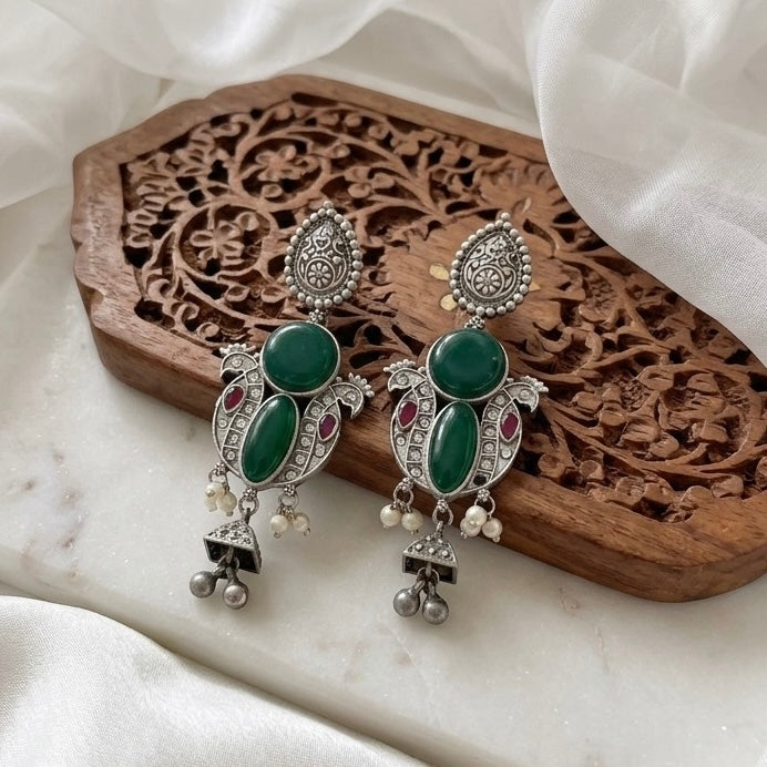 Monalisa stone Statement light-weighted Silver Earrings