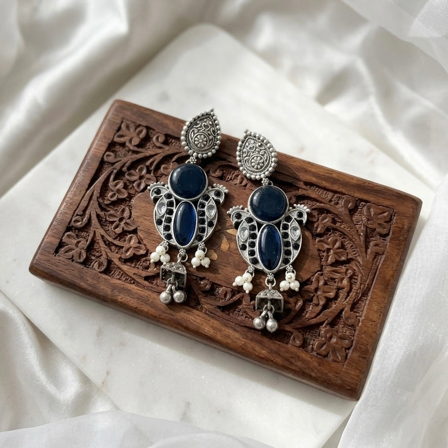 Monalisa stone Statement light-weighted Silver Earrings
