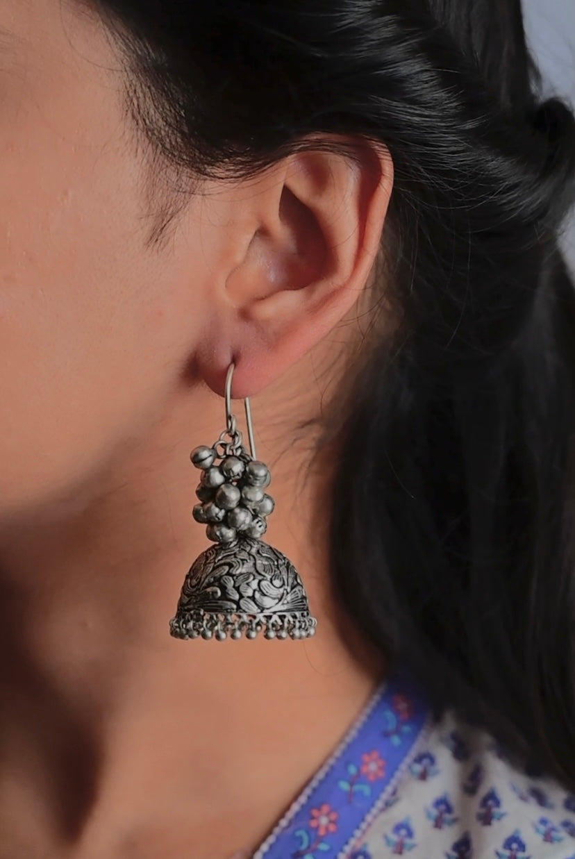 SILVER GHUNGROO JHUMKA - Bloom - By Sushmita