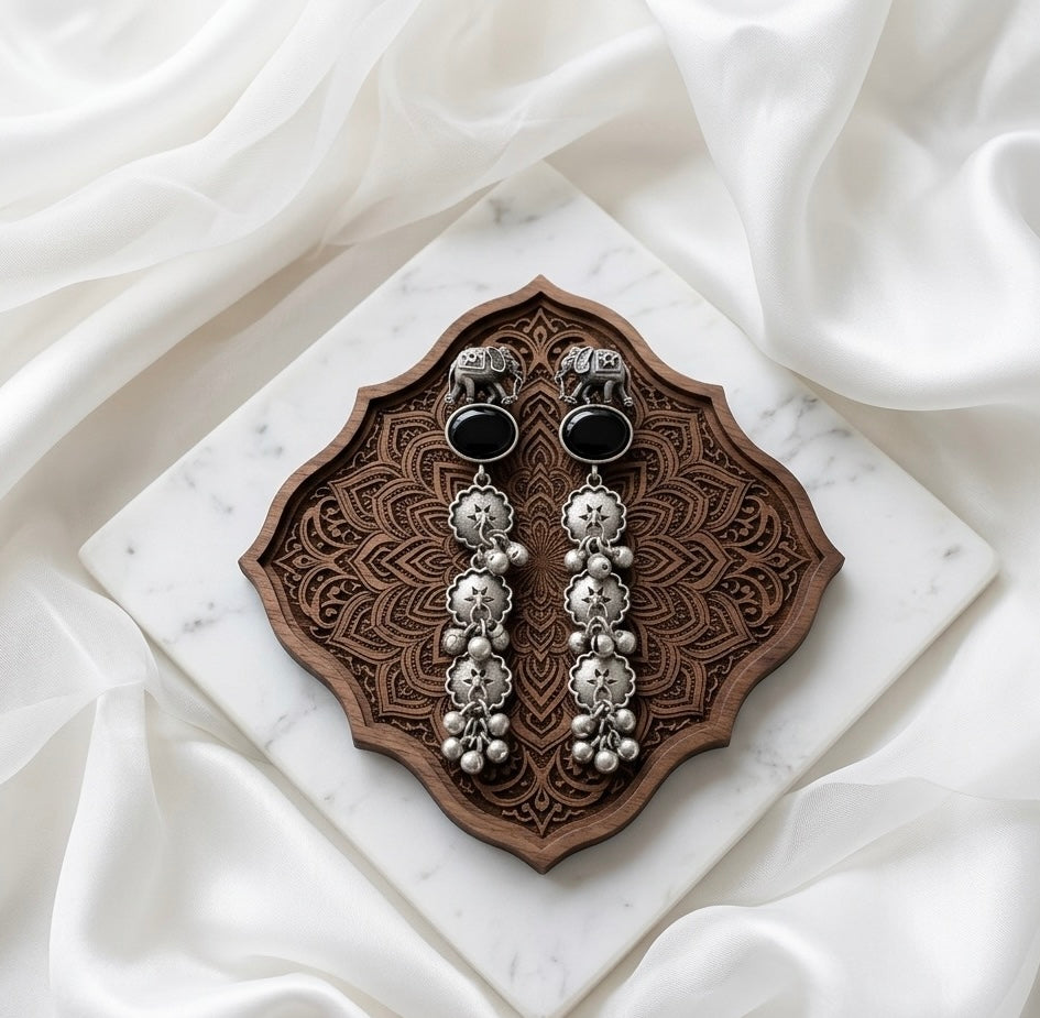 Monalisa stone Statement light-weighted Silver Earrings