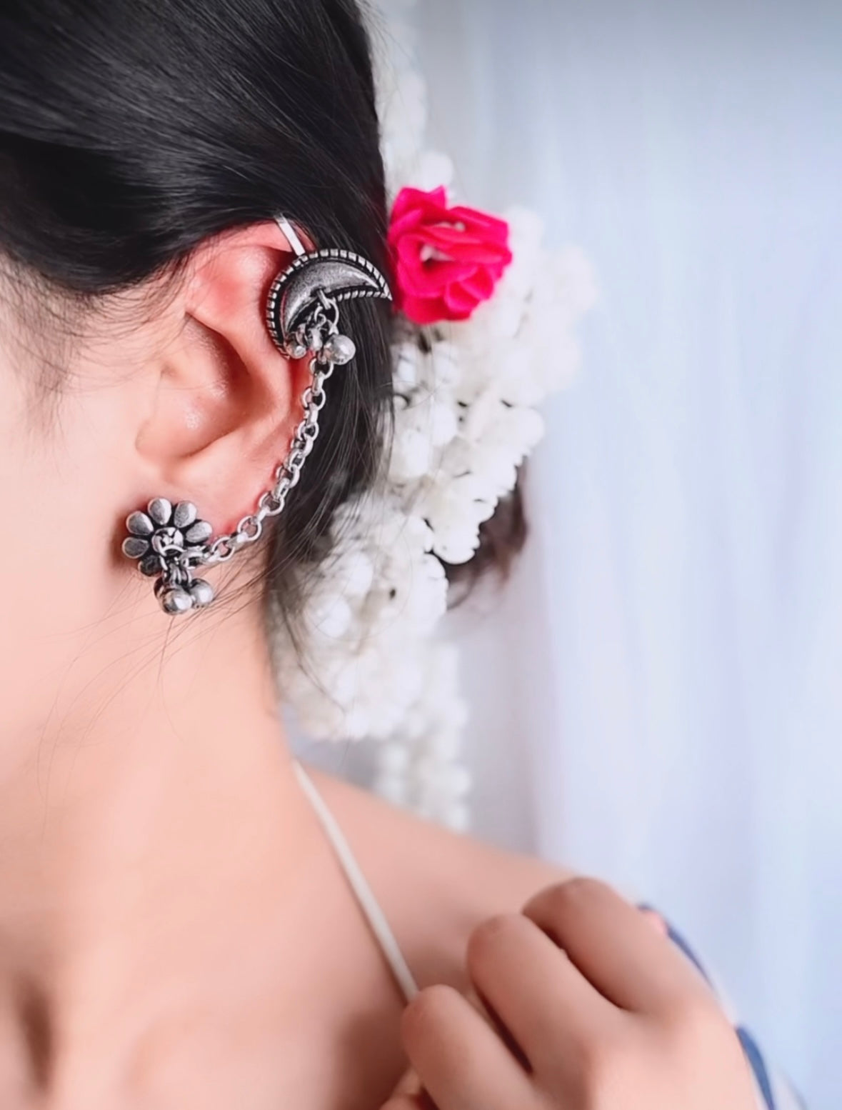 Chandraa | chain Ear - cuff | Statement Earrings | Bugadi - Bloom - By Sushmita