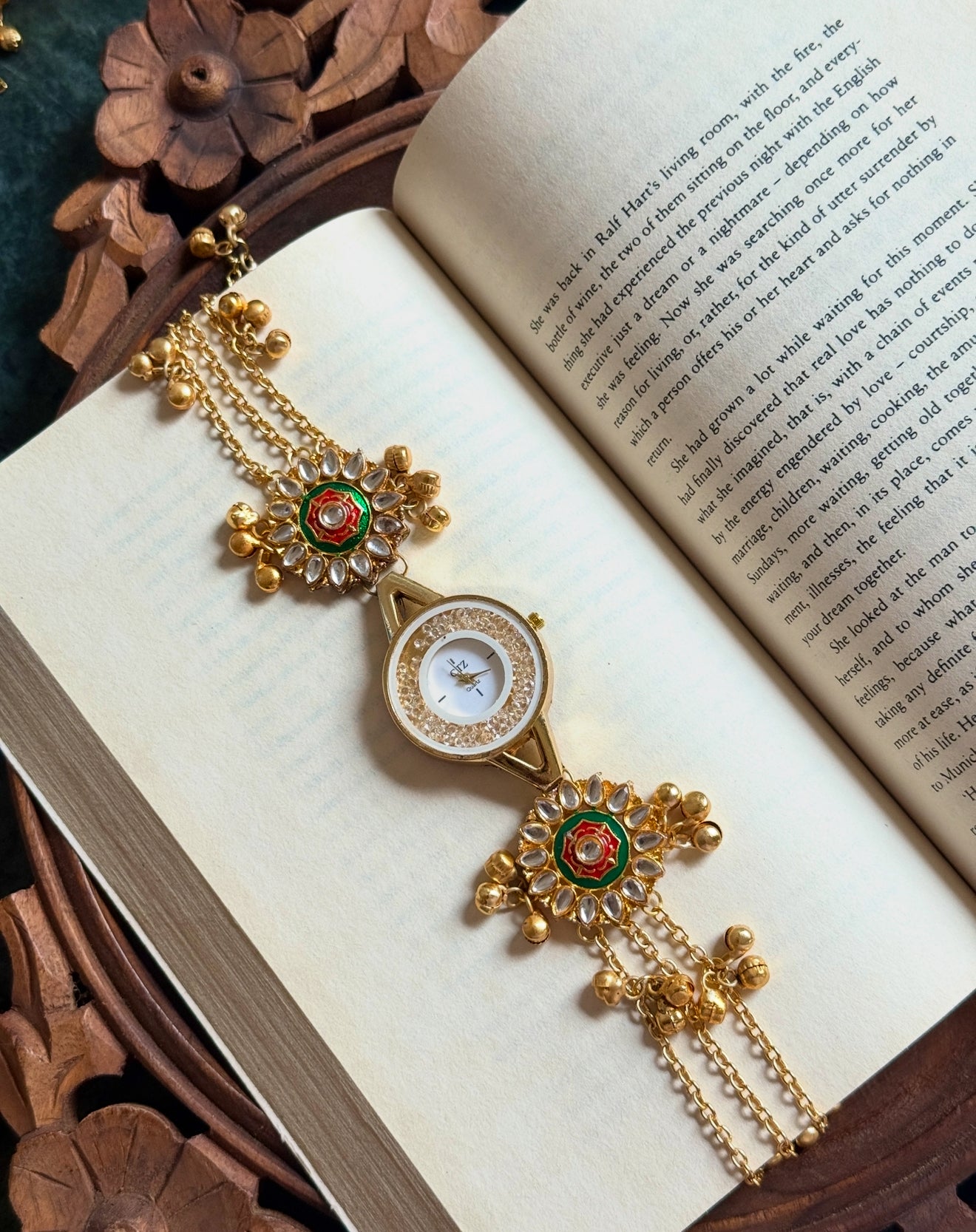 Kundan designed Watch | hand Jewelry