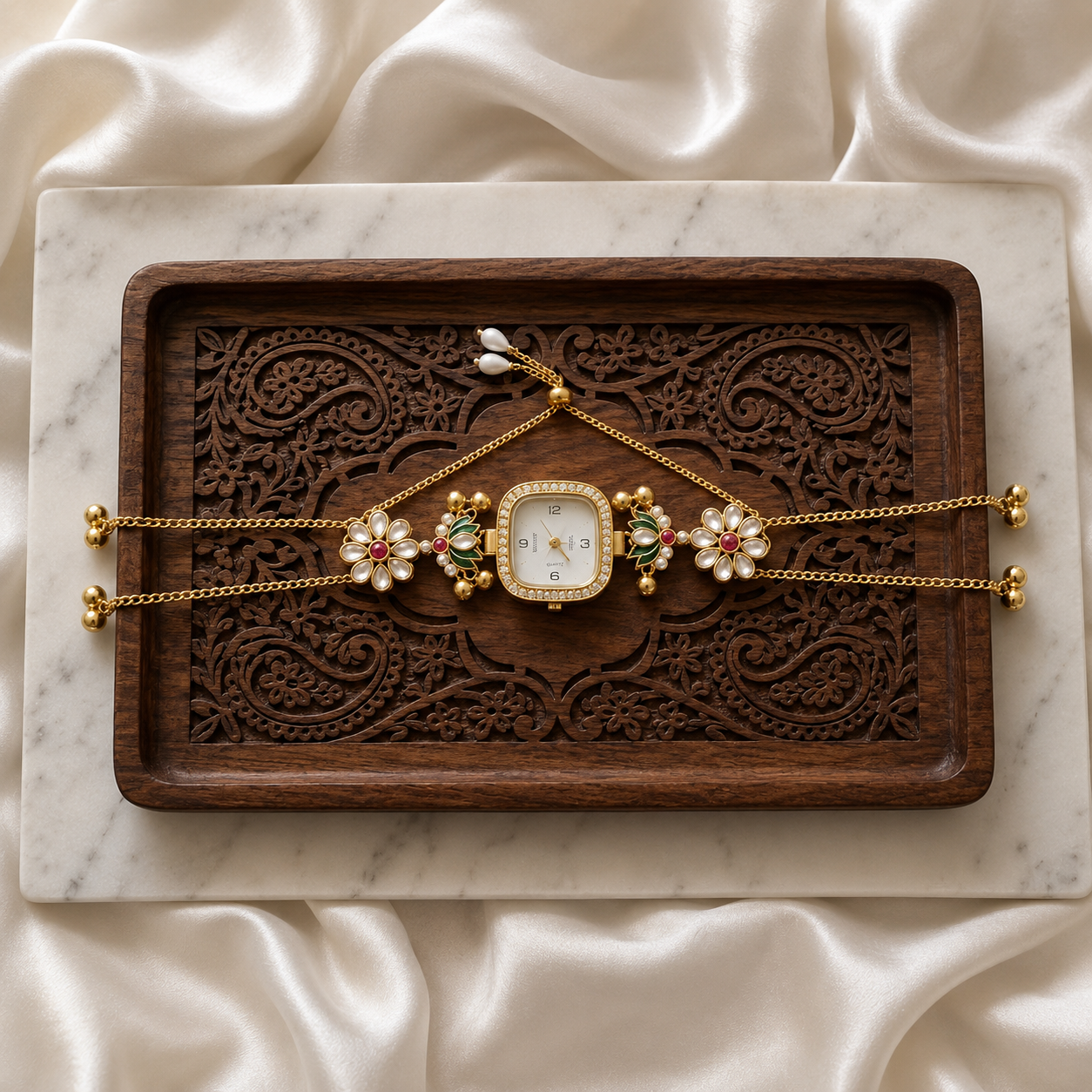 Kundan designed Watch | hand Jewelry