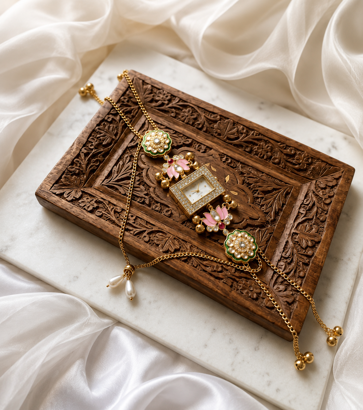 Kundan designed Watch | hand Jewelry