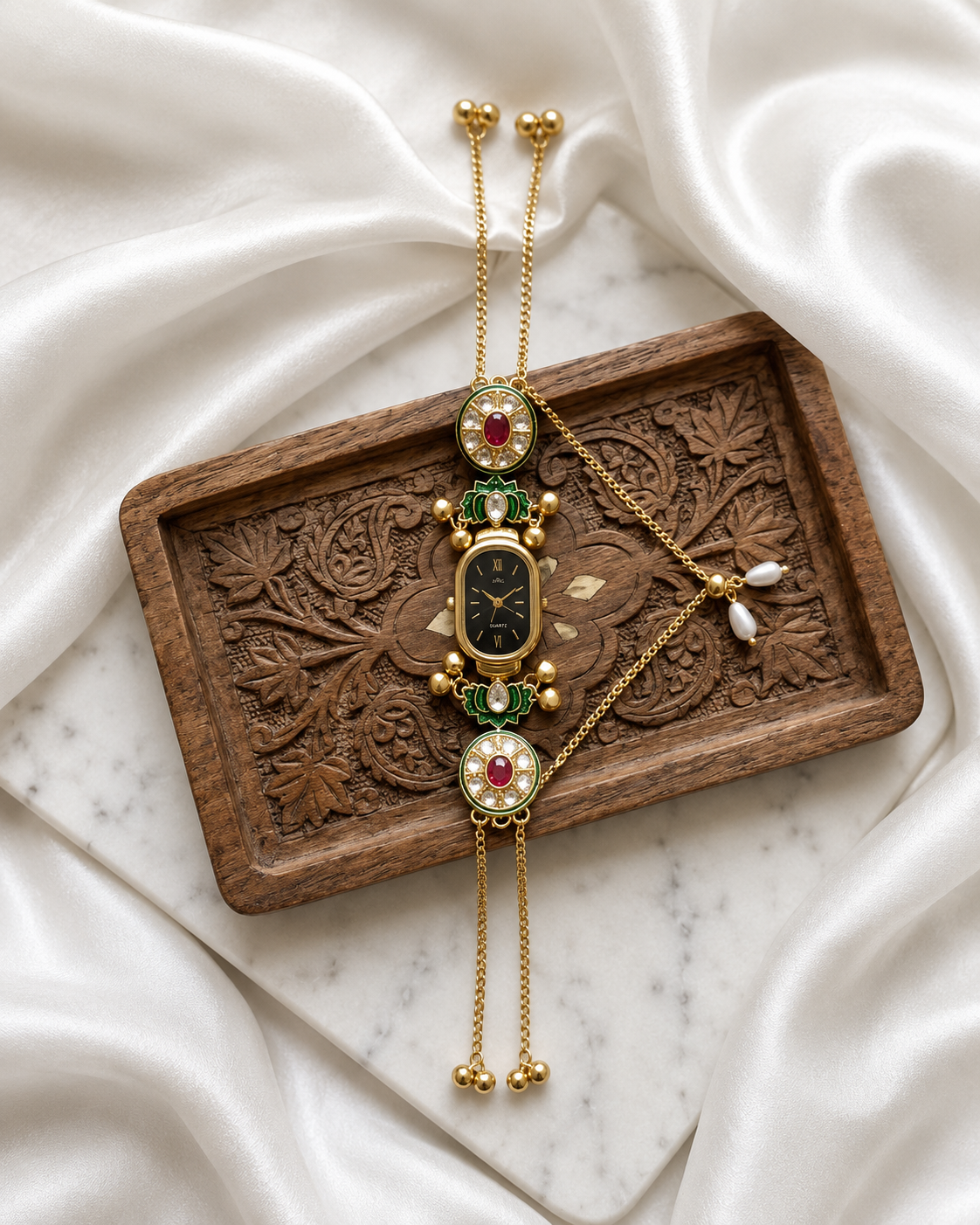 Kundan designed Watch | hand Jewelry