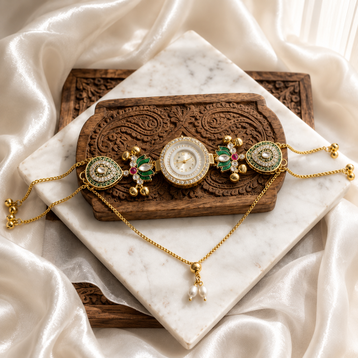 Kundan designed Watch | hand Jewelry