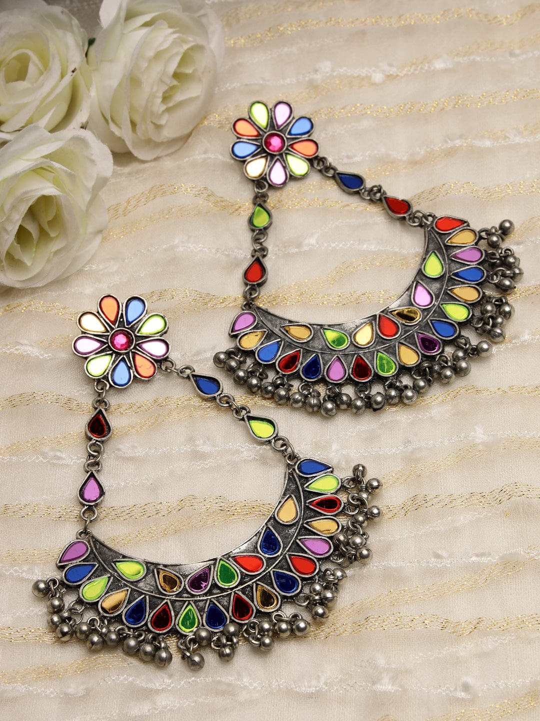 Mirror Studed Afghani Chandbalis