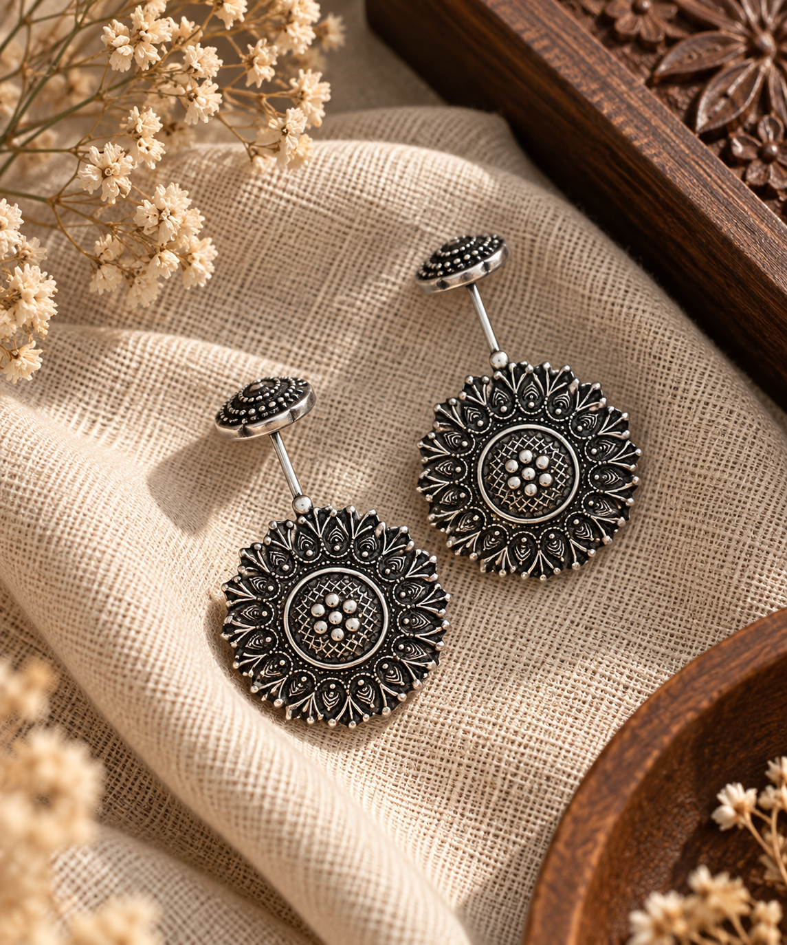 Clip on silver bugadi | Non piercing Ear cuffs | Earrings