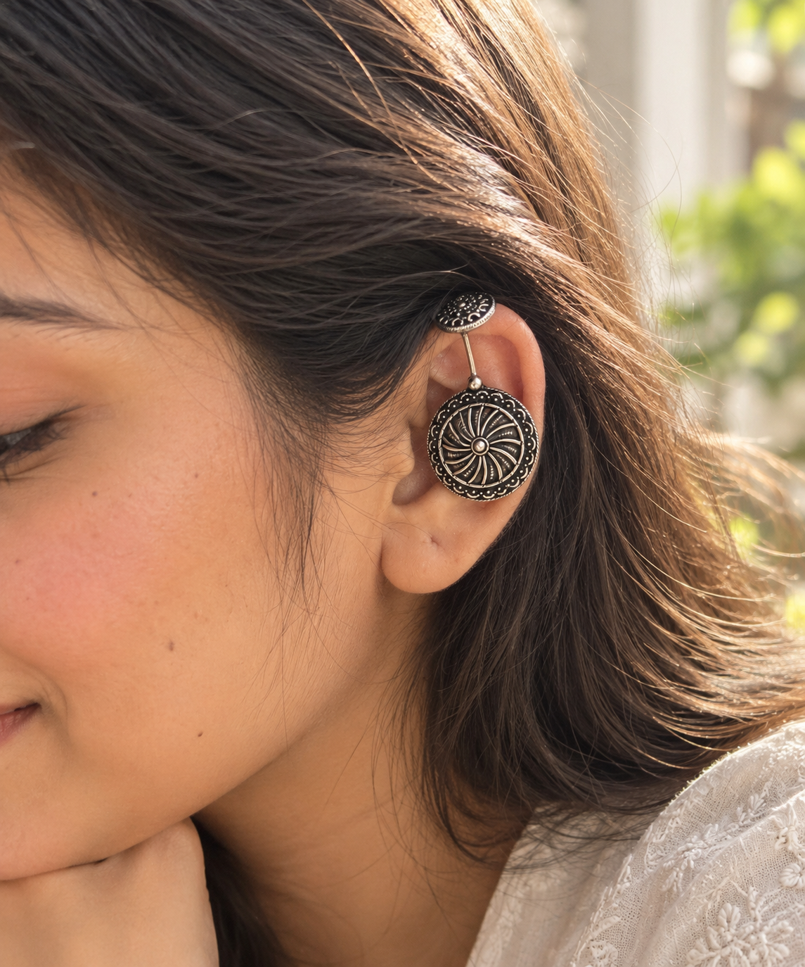 Clip on silver bugadi | Non piercing Ear cuffs | Earrings
