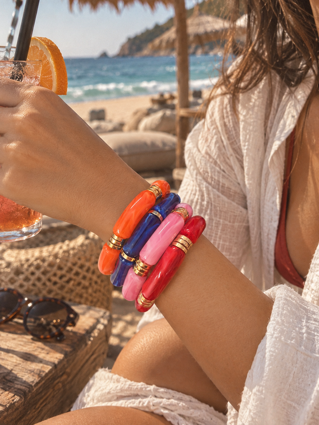 Retro Acrylic Resin Stack Bracelet