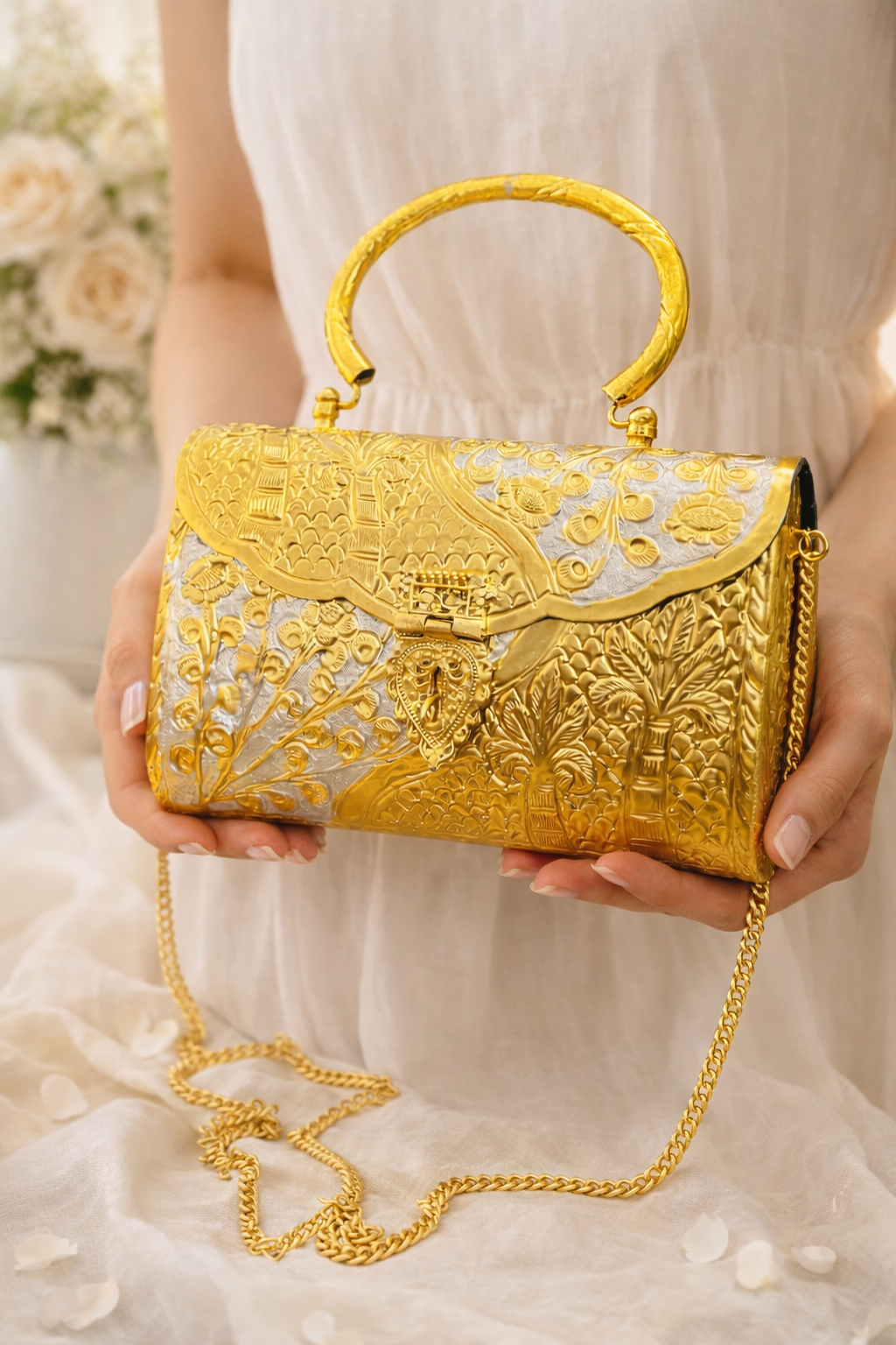 Dual tone Golden bags | Silver purse premium Quality with Sling