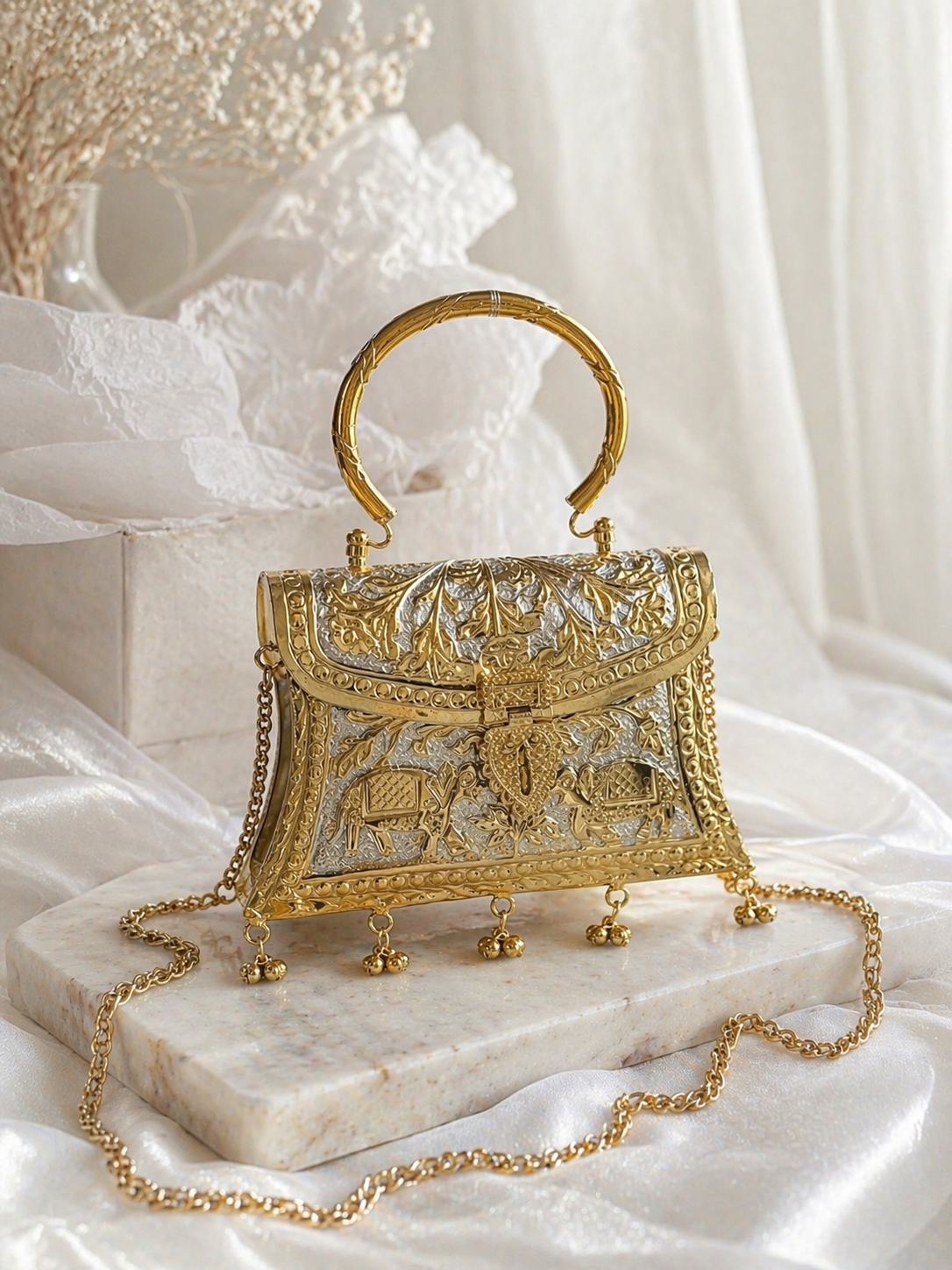 Dual tone Golden bags | Silver purse premium Quality with Sling