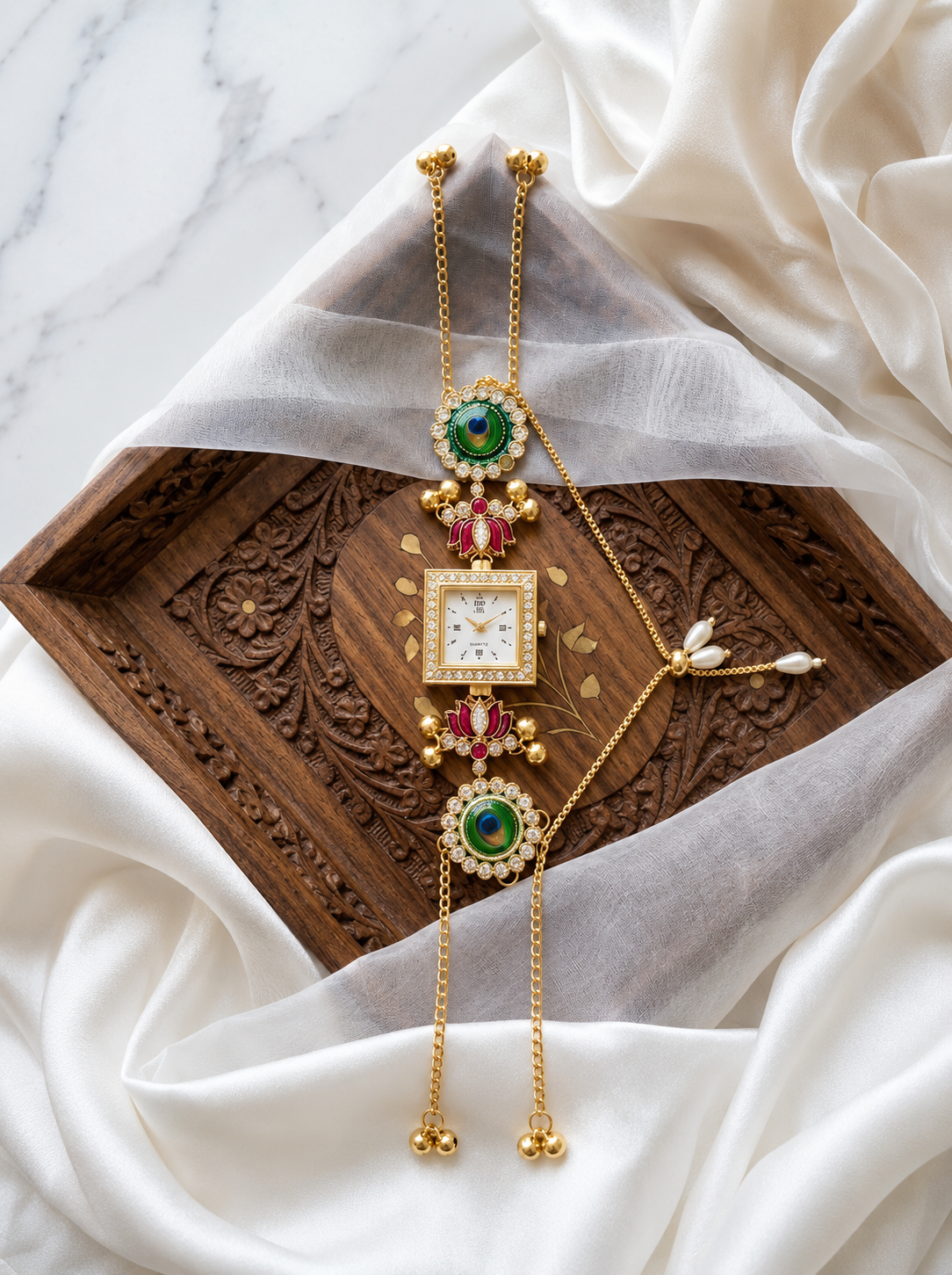 Kundan designed Watch | hand Jewelry