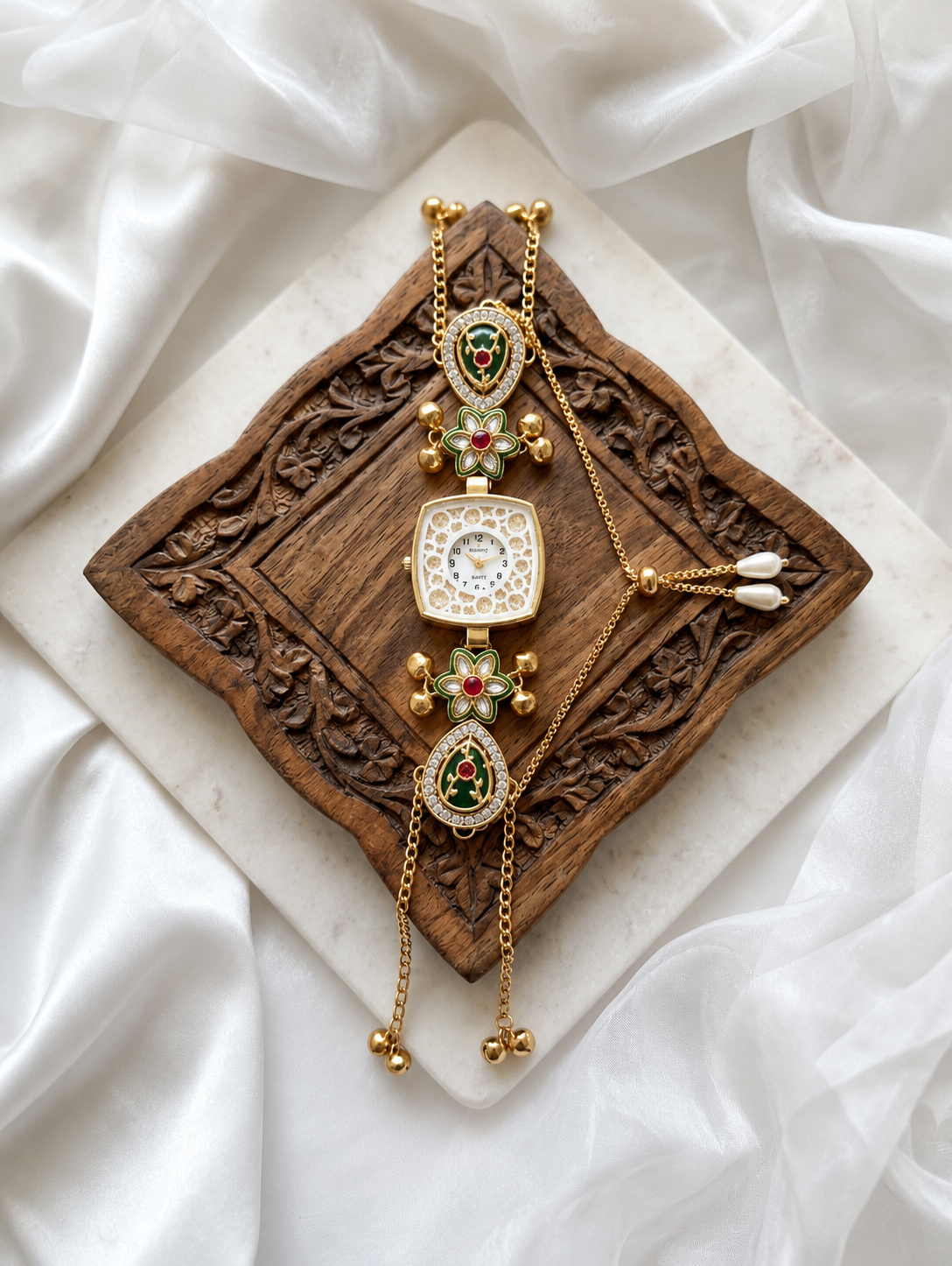 Kundan designed Watch | hand Jewelry