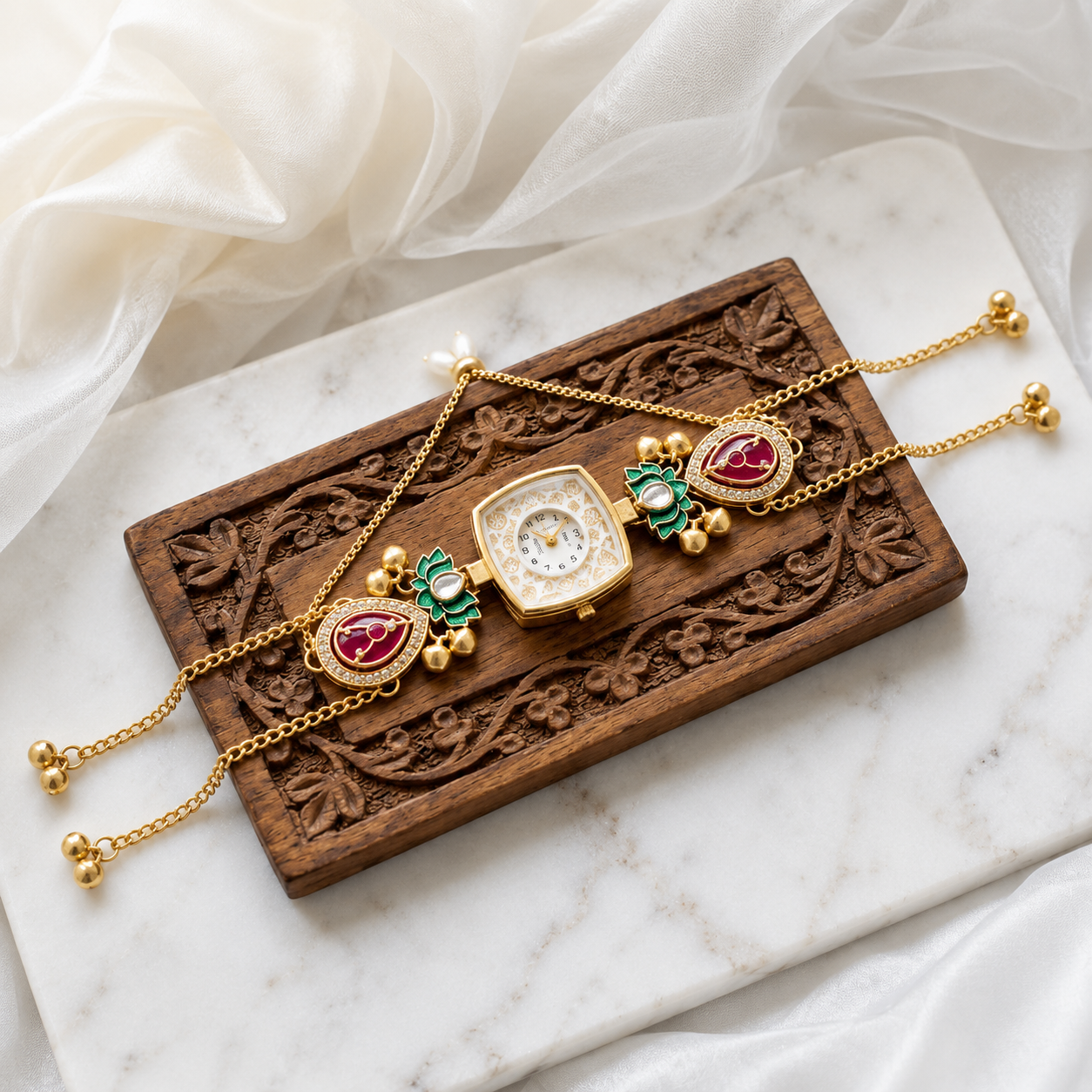 Kundan designed Watch | hand Jewelry