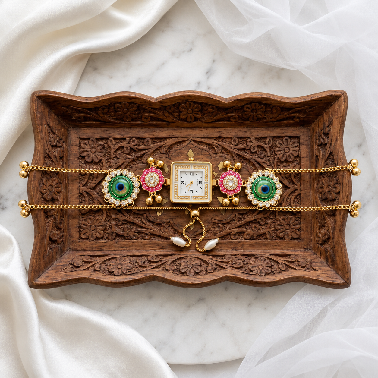 Kundan designed Watch | hand Jewelry