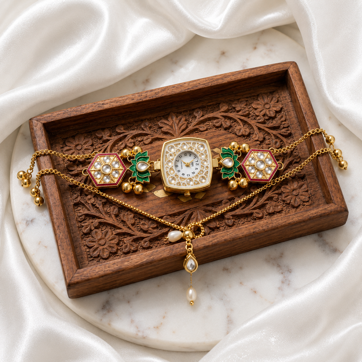 Kundan designed Watch | hand Jewelry