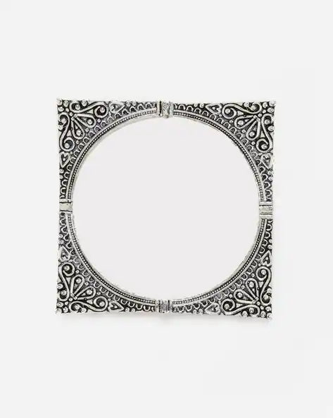 SILVER SLEEK SQUARE SHAPED BANGLES - Bloom - By Sushmita