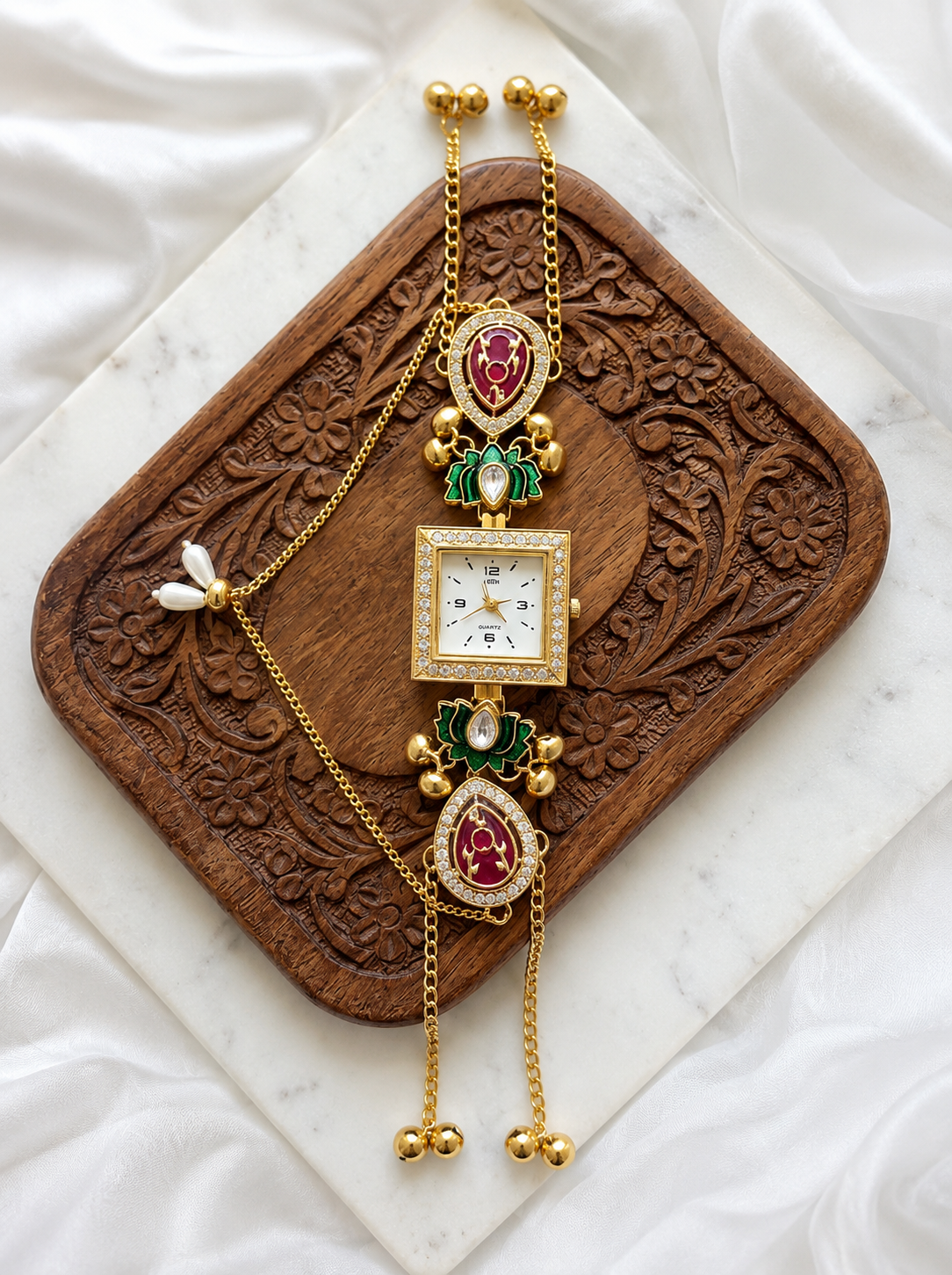 Kundan designed Watch | hand Jewelry