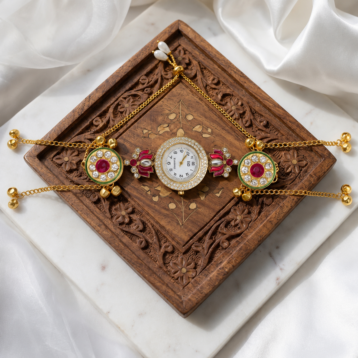Kundan designed Watch | hand Jewelry