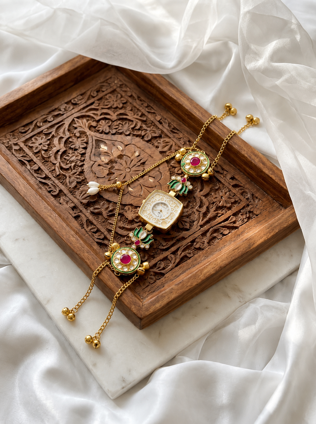 Kundan designed Watch | hand Jewelry