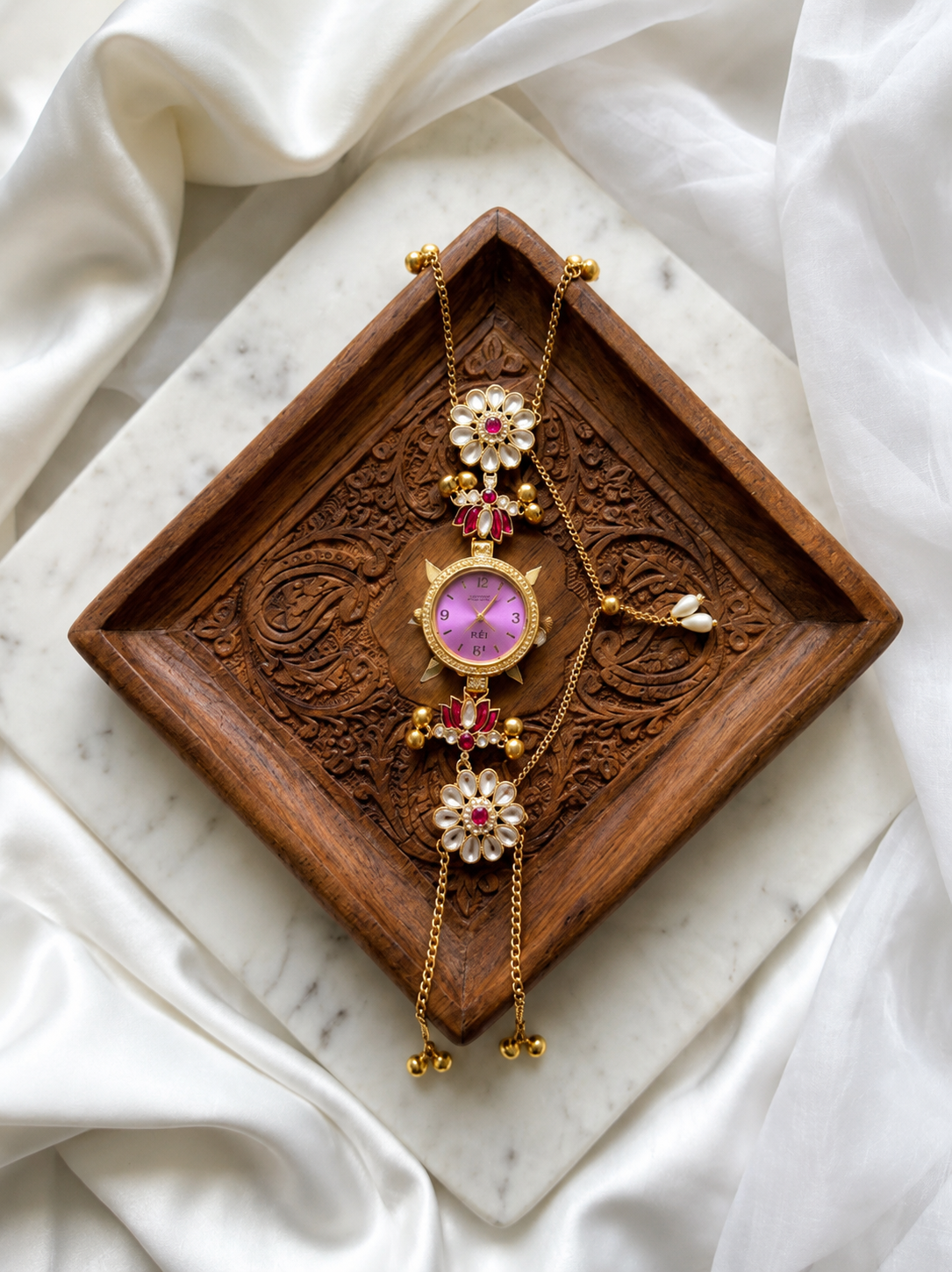Kundan designed Watch | hand Jewelry