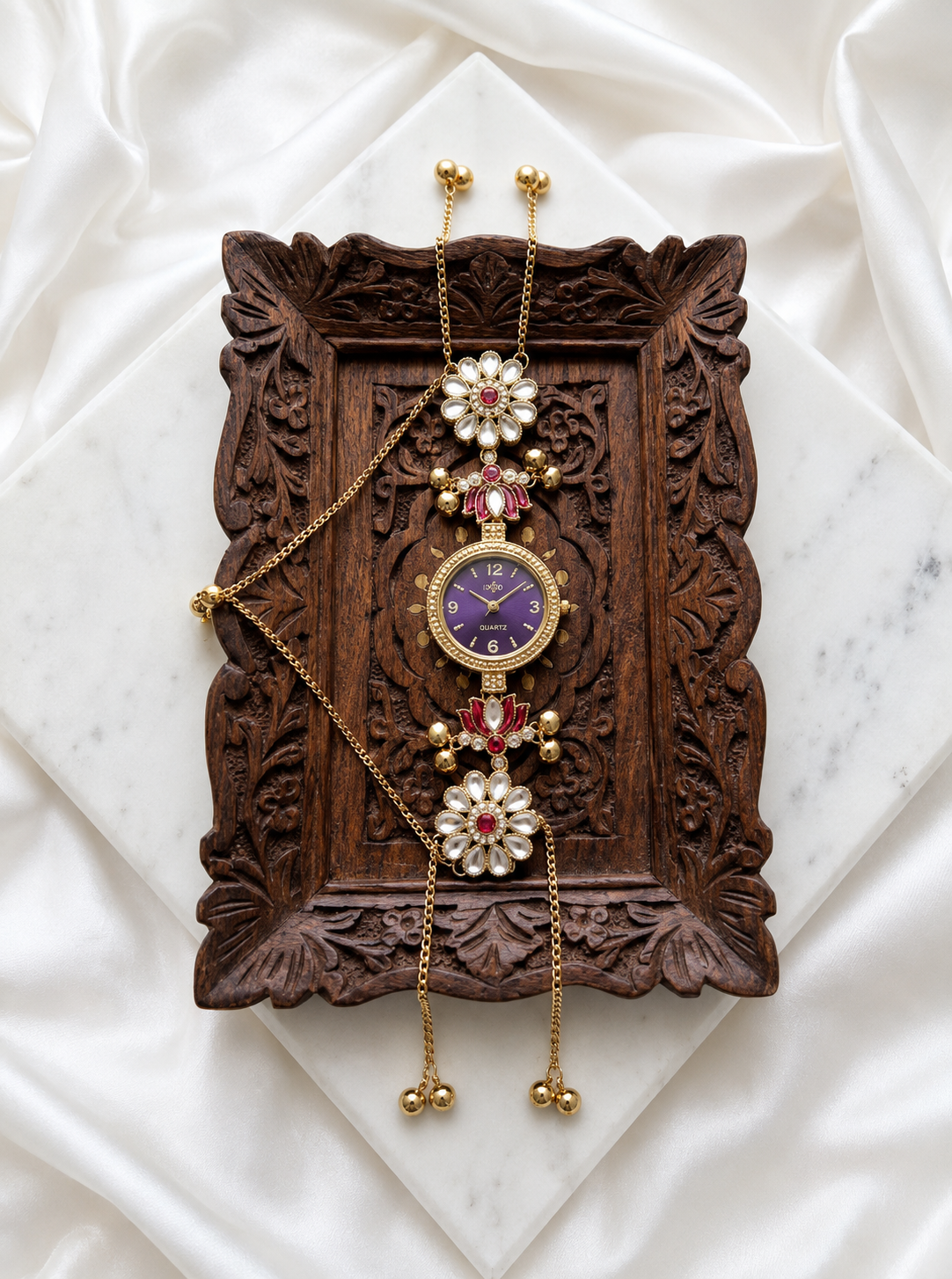 Kundan designed Watch | hand Jewelry