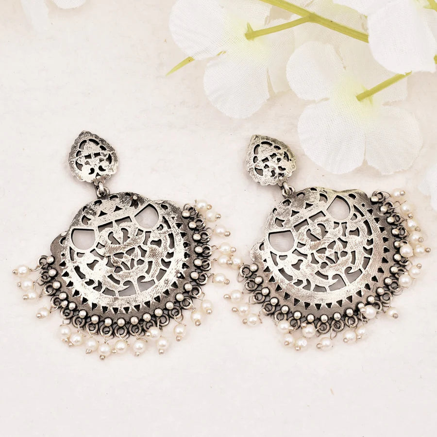 Isha White Pearl Chandbali - Bloom - By Sushmita
