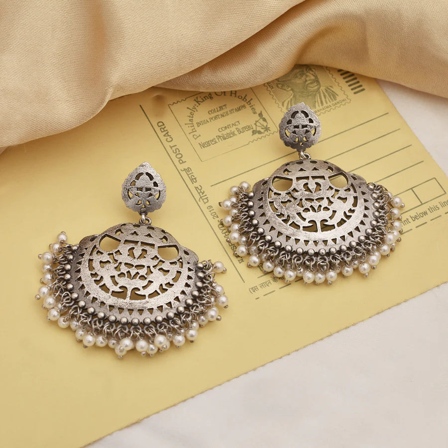 Isha White Pearl Chandbali - Bloom - By Sushmita