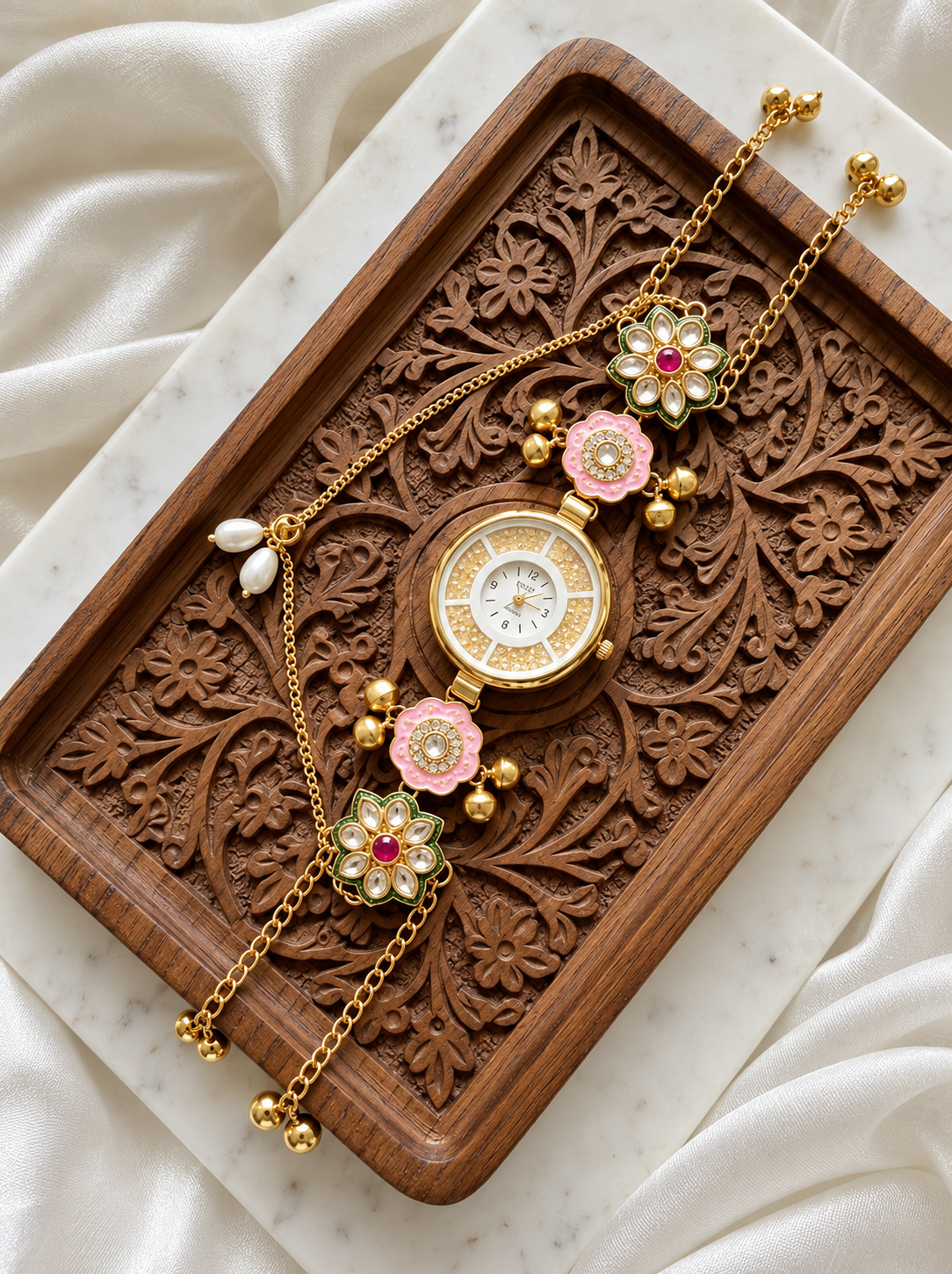 Kundan designed Watch | hand Jewelry