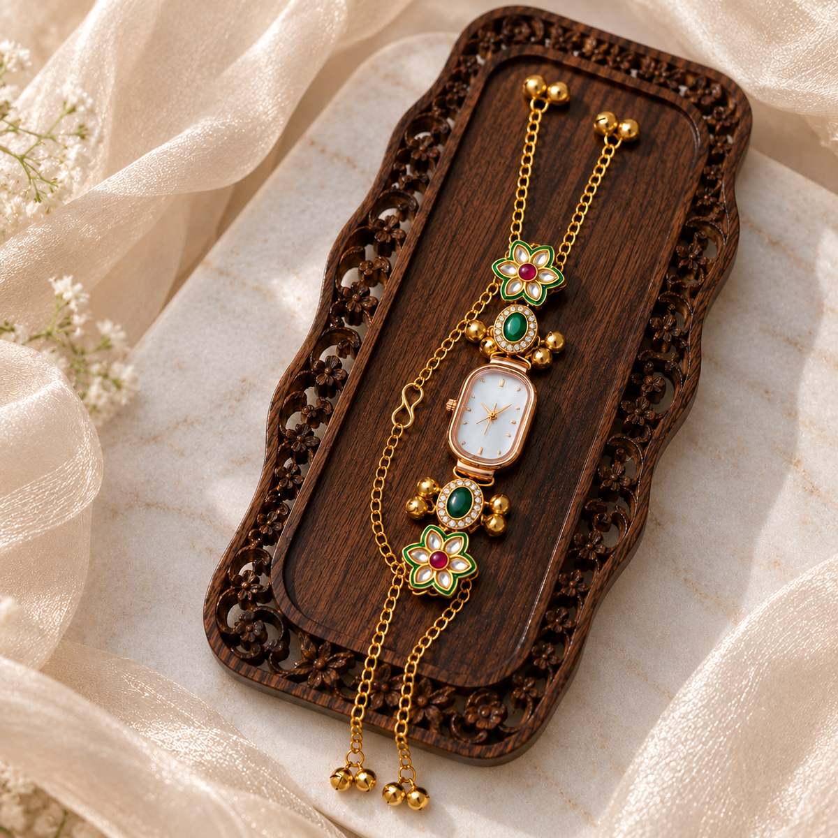 Kundan designed Watch | hand Jewelry