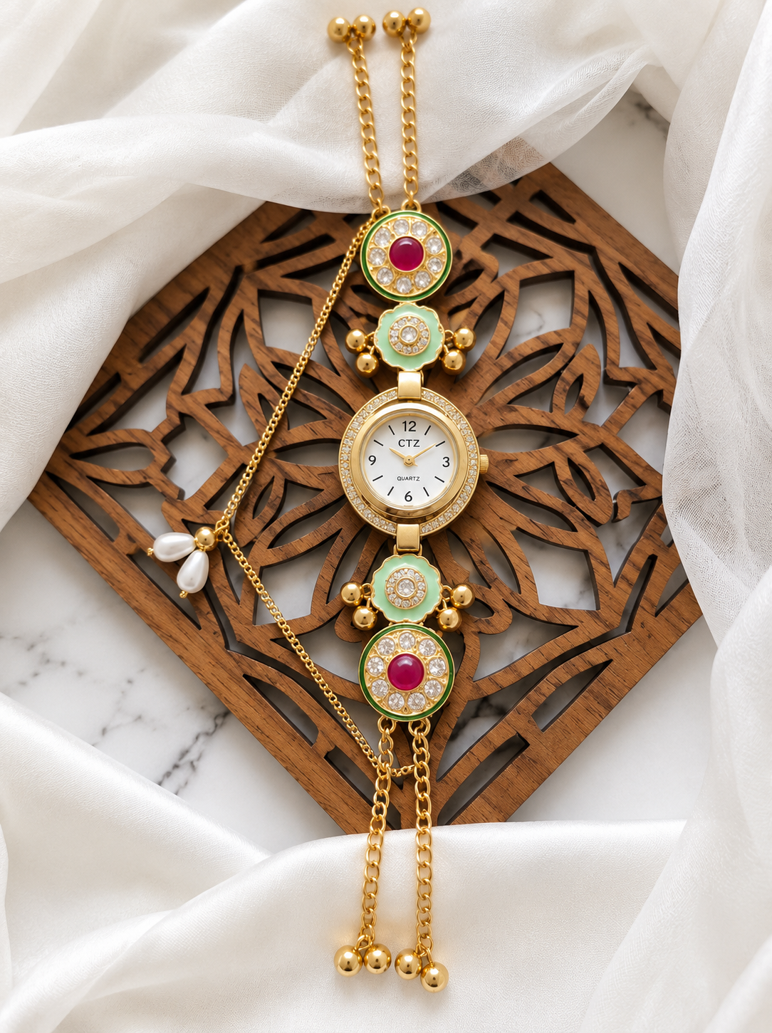 Kundan designed Watch | hand Jewelry