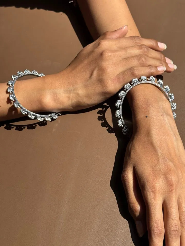 Elephant Bangle Stack of 12 piece | German Silver Jewelry
