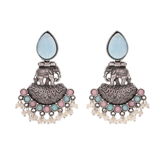 Ganraj Silver White Pearl Chaandbali Jhumka - Bloom - By Sushmita