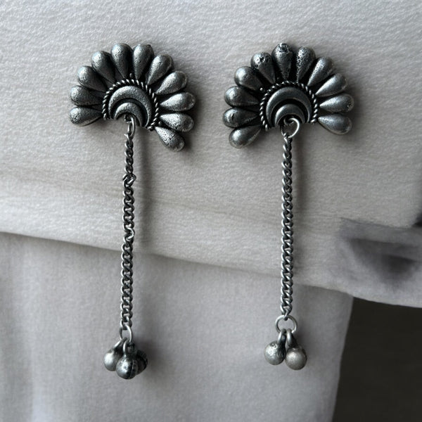 Kumud tassel ghungru earrings oxidised German silver Earrings saree kurta Bloom - By Sushmita India Navratri Diwali Ganpati holi Eid