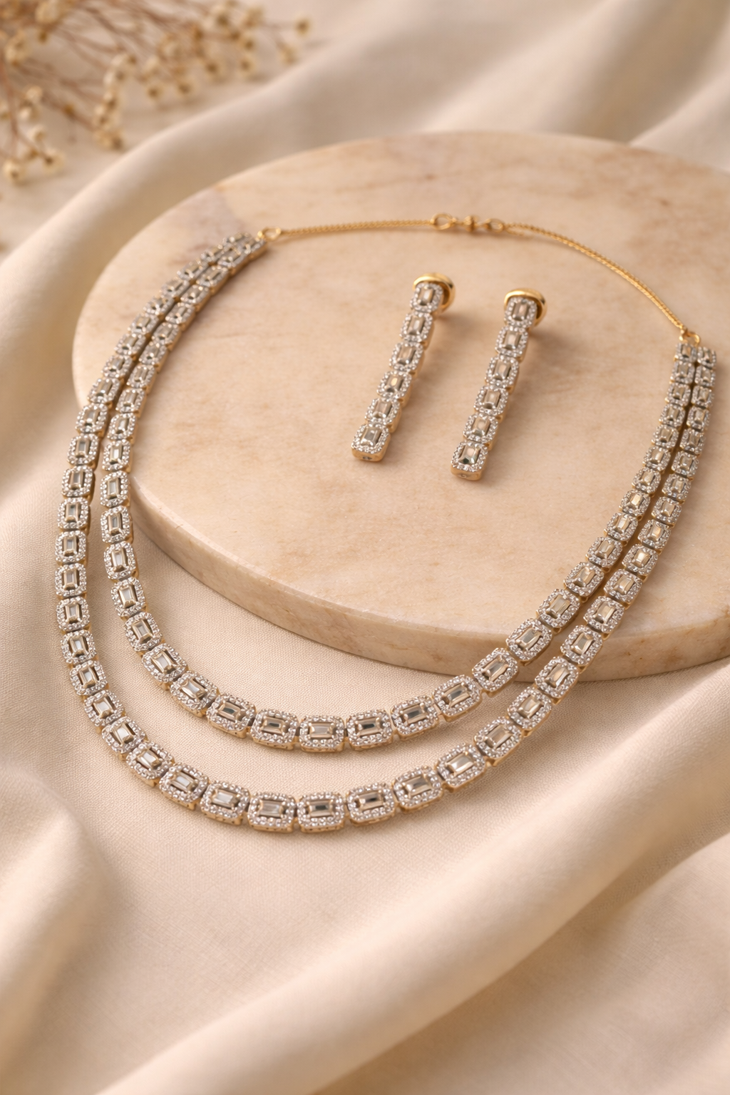 Two layered American diamond Necklace set
