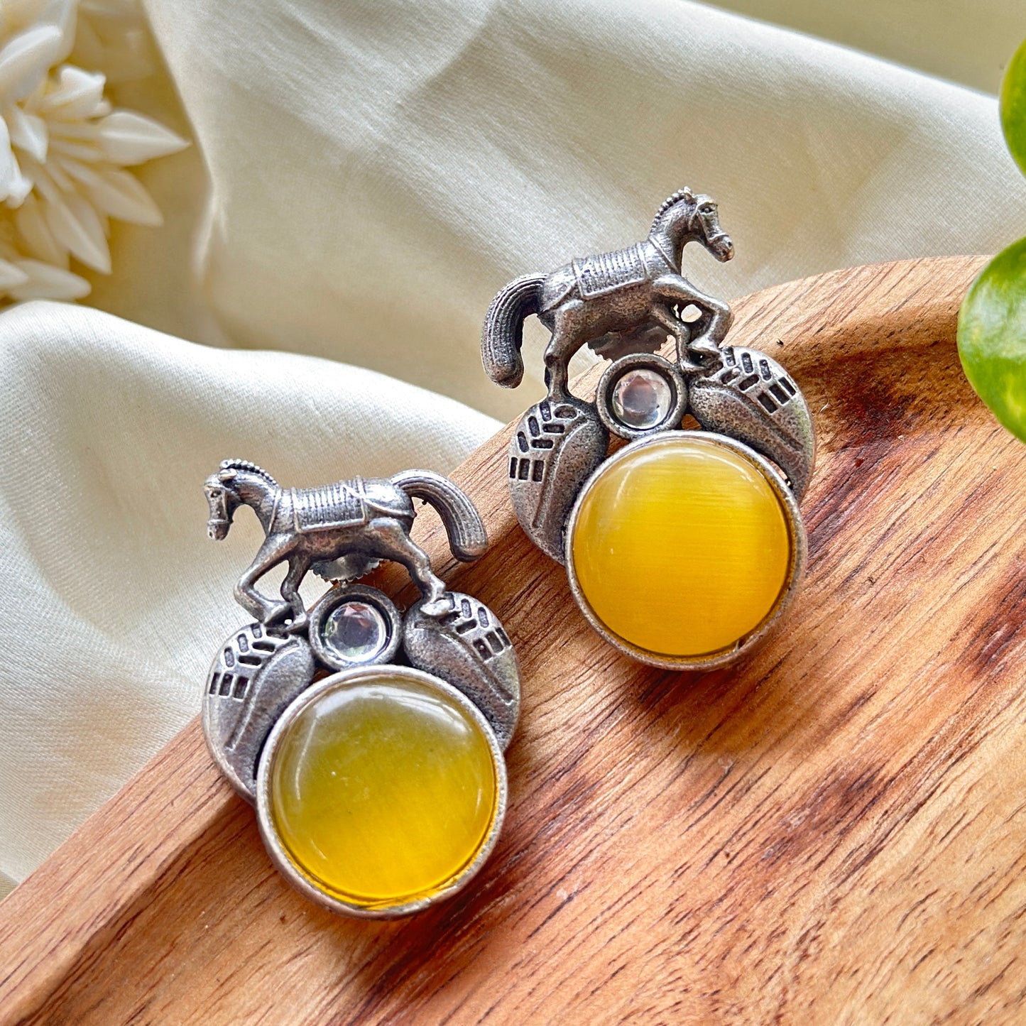 Monalisa Stone horse earrings - Bloom - By Sushmita