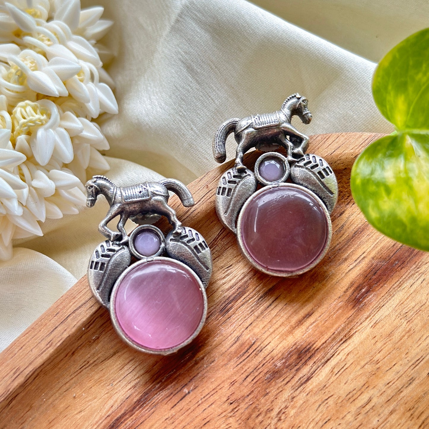 Monalisa Stone horse earrings - Bloom - By Sushmita