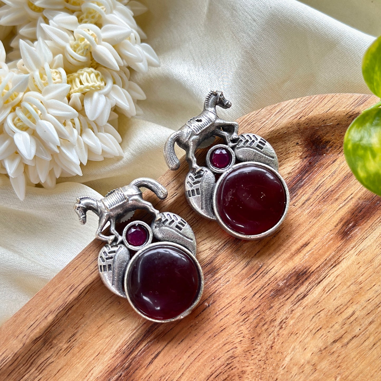 Monalisa Stone horse earrings - Bloom - By Sushmita