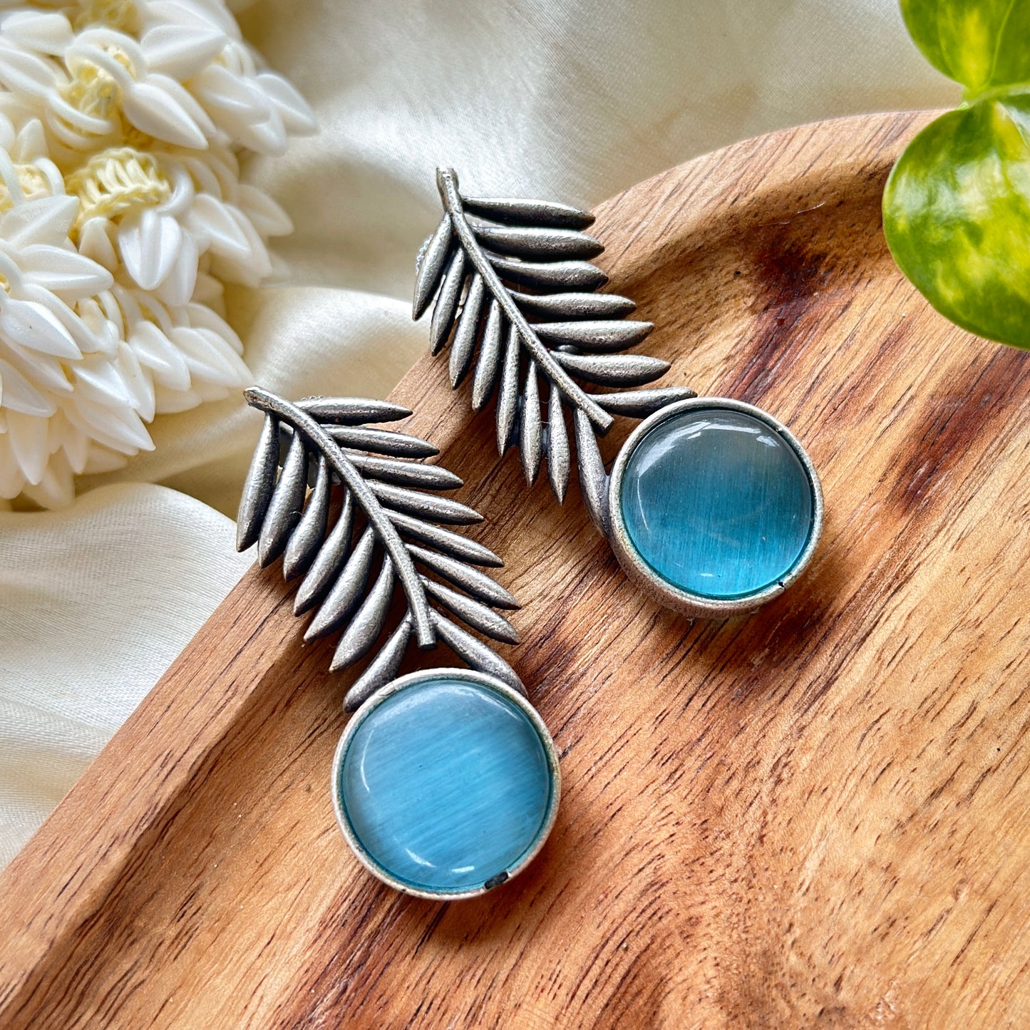 Monalisa Stone Leaf Earrings - Bloom - By Sushmita