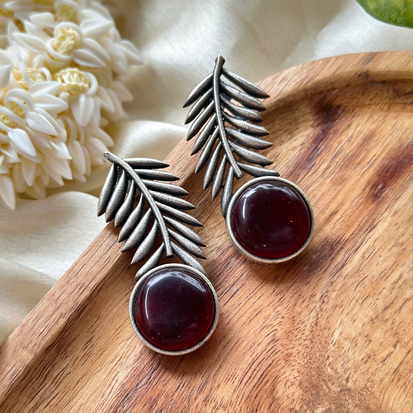 Monalisa Stone Leaf Earrings - Bloom - By Sushmita