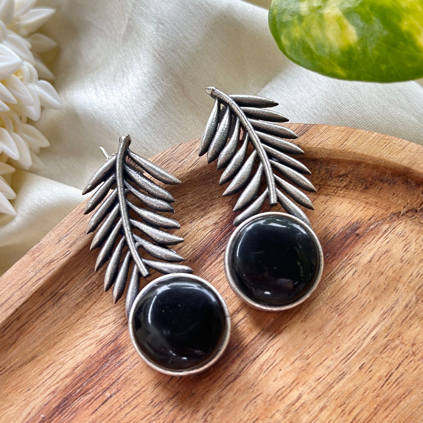 Monalisa Stone Leaf Earrings - Bloom - By Sushmita