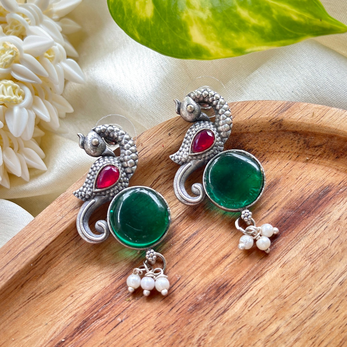 Color Stone bird Earrings - Bloom - By Sushmita