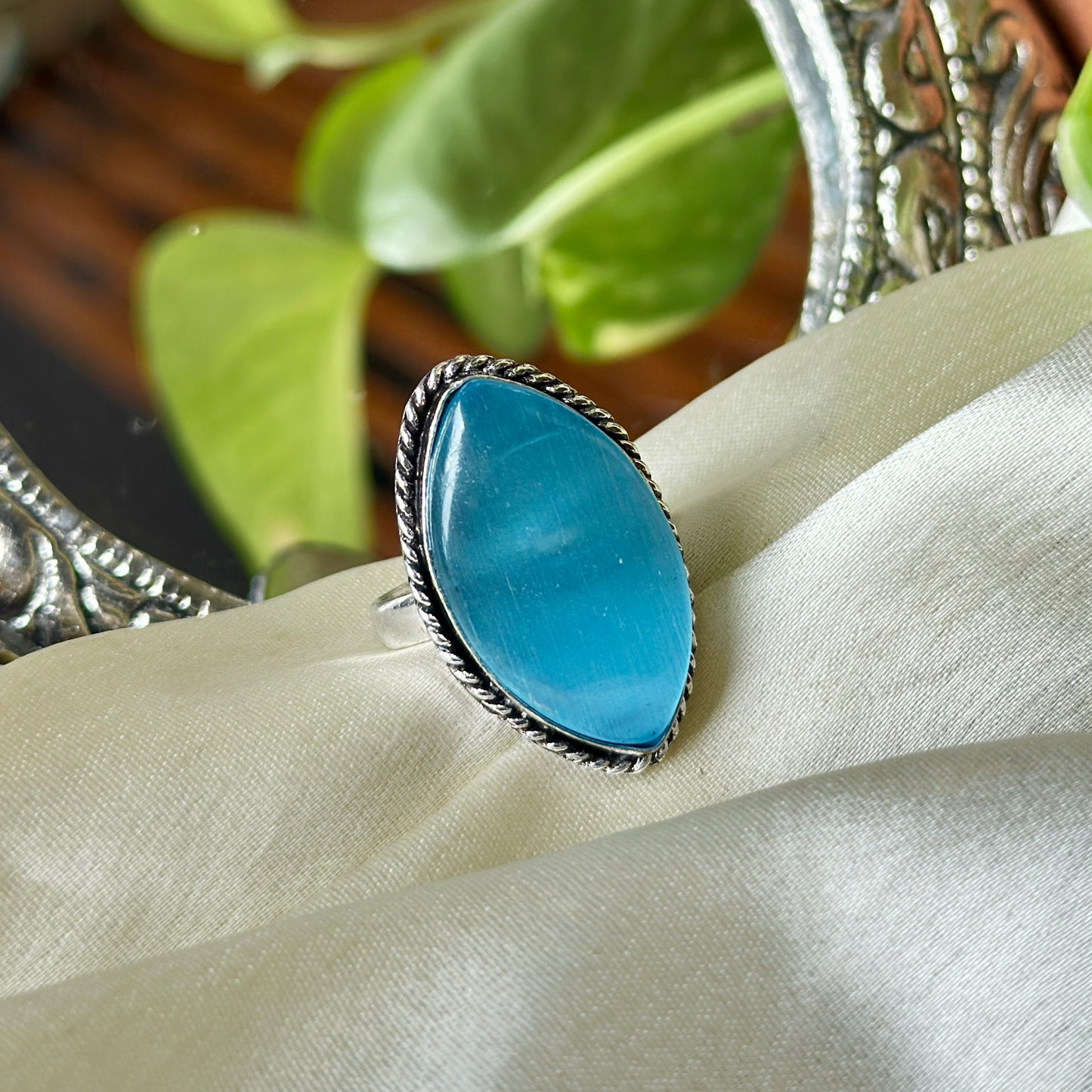 Natural Stone Adjustable Ring - Bloom - By Sushmita